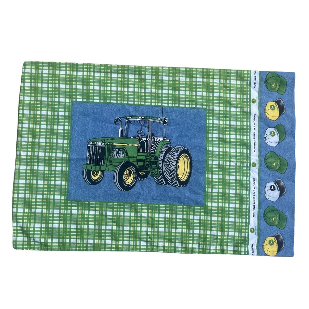 Springs Nothing Runs Like A John Deere Tractor Pillowcase Green Blue Plaid Hats